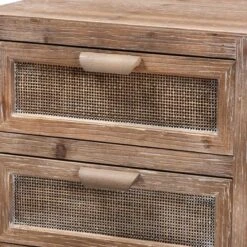 Calida Wood And Rattan 2 Drawer Nightstand Brown - Baxton Studio -Baxton Studio Shop GUEST d67baf64 6a9d 48da 98a9 2c95417c8030