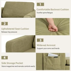 Costway Set Of 2 Fabric Accent Armchair Single Sofa W/ Side Storage Pocket -Baxton Studio Shop GUEST d6a258e0 b979 4b79 8d62 314f421bf754