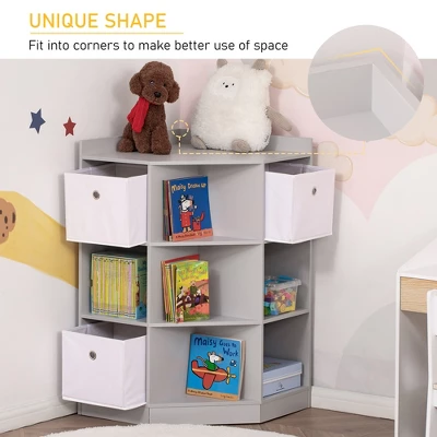 HOMCOM Wooden Kids Cabinet Freestanding Corner Storage Drawer Toys Clothes Books Organizer Dresser Children Bookcase Display Shelf Wardrobe For Bedroom With Anti-toppling Hardware Drawers 6 HOMCOM Wooden Kids Cabinet Freestanding Corner Storage Drawer Toys Clothes Books Organizer Dresser Children Bookcase Display Shelf Wardrobe For Bedroom With Anti-toppling Hardware Drawers - Image 6