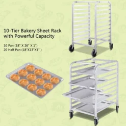 Costway 10 Sheet Aluminum Bakery Rack Silver Commercial Cookie Bun Pan Kitchen W/Wheel -Baxton Studio Shop GUEST d74f83f3 eba2 4f1a a4dc 00f3a8856462