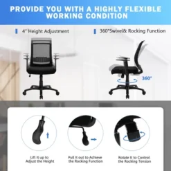 Costway Height Adjustable Mesh Office Chair Task Chair W/Lumbar Support -Baxton Studio Shop GUEST d7a15f82 2abc 442f a8d3 831b6abaa66c