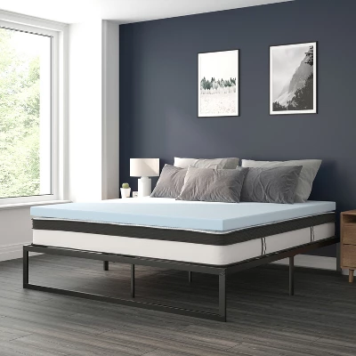 Flash Furniture 14 Inch Metal Platform Bed Frame With 10 Inch Pocket Spring Mattress In A Box And 2 Inch Cool Gel Memory Foam Topper 1 Flash Furniture 14 Inch Metal Platform Bed Frame With 10 Inch Pocket Spring Mattress In A Box And 2 Inch Cool Gel Memory Foam Topper