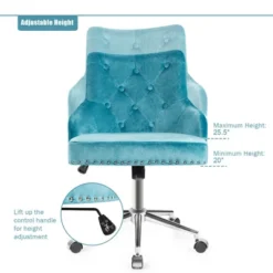 Costway Velvet Office Chair Upholstered Swivel Computer Task Chair Turquoise -Baxton Studio Shop GUEST d838423b 9882 49f2 90b8 9df03438772a