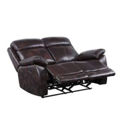 57" Perfiel Two-Tone Grain Leather Loveseat Dark Brown - Acme Furniture -Baxton Studio Shop GUEST d892d2ea ba40 4446 922c 355e30301ccd