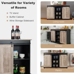 Costway Kitchen Buffet Storage Cabinet Sideboard W/ Sliding Barn Doors Adjustable Shelf 11 Costway Kitchen Buffet Storage Cabinet Sideboard W/ Sliding Barn Doors Adjustable Shelf -Baxton Studio Shop GUEST d8a4720c fdb0 4244 ae57 f5b522463489