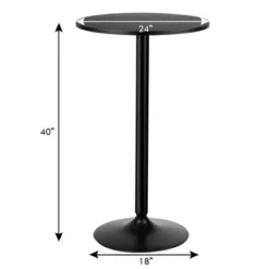 Costway 4 PCS Round Pub Table 24'' Bistro Bar Cocktail Table W/Metal Base Black