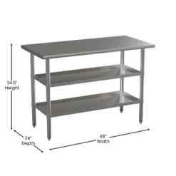Emma And Oliver NSF Certified Stainless Steel 18 Gauge Work Table With 2 Undershelves -Baxton Studio Shop GUEST dab16b33 1df6 4ebc 8dc6 d246d86aa6ac