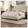 Queen Hudson Button Tufted Platform Bed With High Footboard Oatmeal - Inspire Q