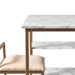 Marmo Breakfast Table Dining Set With Faux Marble Top Brass - Teamson Home -Baxton Studio Shop GUEST dbd0197c 043a 4ff8 a31a ca9a8e585844