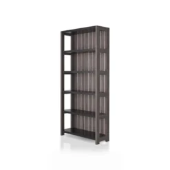 Iman 5-Shelf Wood Bookcase In Dark Gray And Black - Furniture Of America -Baxton Studio Shop GUEST dbe5fece 8ad7 4e2d bf75 42411f424026