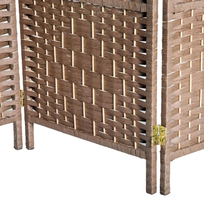 HOMCOM 6' Tall Wicker Weave 3 Panel Room Divider Privacy Screen - Natural 4 HOMCOM 6' Tall Wicker Weave 3 Panel Room Divider Privacy Screen - Natural - Image 4