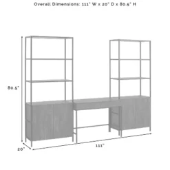 3pc Jacobsen Desk And Large Etagere Set Brown Ash - Crosley -Baxton Studio Shop GUEST dc40f607 afff 42f9 9b08 7cce0c7de803