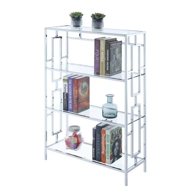 42.75" Town Square Chrome 4 Tier Bookcase Chrome - Breighton Home 2 42.75" Town Square Chrome 4 Tier Bookcase Chrome - Breighton Home - Image 2