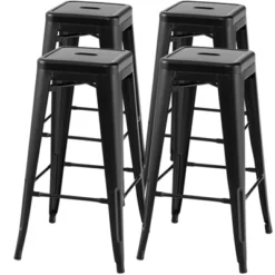 Tangkula 30" Set Of 4 Stackable Backless Metal Bar Stools W/ Footrest For Kitchen -Baxton Studio Shop GUEST dc94a7a5 7143 479b 85d5 2973ccd34ffc