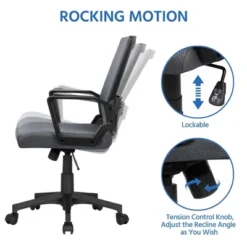 Yaheetech Adjustable Mid-Back Office Chair Computer Chair With Wheels -Baxton Studio Shop GUEST dd2e862e 99a2 47fd 99bb 75758f85e380