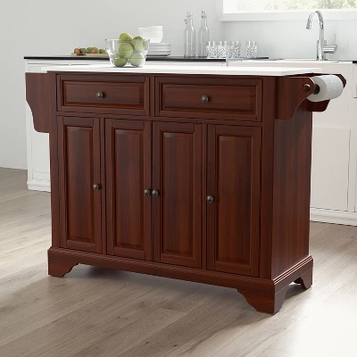 Lafayette Granite White Top Full Size Kitchen Island/Cart Mahogany - Crosley 1 Lafayette Granite White Top Full Size Kitchen Island/Cart Mahogany - Crosley