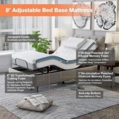 Costway 8 Inch Twin XL Bed Mattress Gel Memory Foam Convoluted Foam For Adjustable Bed -Baxton Studio Shop GUEST ddb0870d bc13 41a8 a8ac a0225298a64a