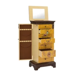 Beatrice Antique Parchment Hand Painted Jewelry Armoire - Powell Company -Baxton Studio Shop GUEST de4bada7 d55a 45f1 b7a8 a428b266a731