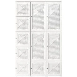 HOMCOM Portable Wardrobe Closet, Bedroom Armoire, Foldable Clothes Organizer With Cube Storage, Hanging Rods, And Magnet Doors, White -Baxton Studio Shop GUEST de58c46f 5acc 4623 bd6c 19db8f3bda17