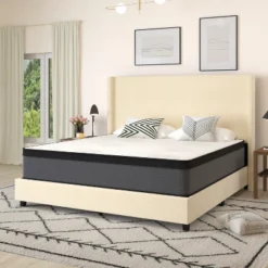Merrick Lane Full Size 13" Euro Top Mattress In A Box With Hybrid Pocket Spring And Foam Design For Supportive Pressure Relief