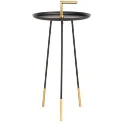 Delia Handle Side Table - Black/Gold - Safavieh -Baxton Studio Shop GUEST e00fa388 c3fe 456d b0bc c7d788c23b08