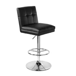 Sloan Adjustable Faux Leather Swivel Barstool Black - Boraam