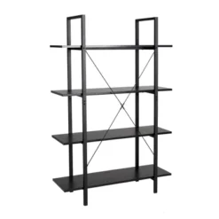 Modern Industry Metal/Wooden 4 Tier Bookcase With Shelves - Glitzhome -Baxton Studio Shop GUEST e069bd37 464b 402f ba43 e65c81ddb314