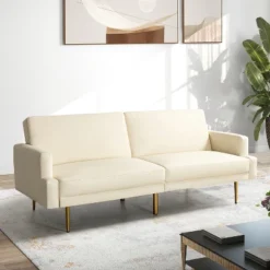 Lanna 76"Wide Vegan Leather Modern Style Convertible Futon Sofa Bed For Living Room Guest Bedroom | ARTFUL LIVING DESIGN -Baxton Studio Shop GUEST e0a5820e 7e8f 4c39 b03a f0b76a02244e