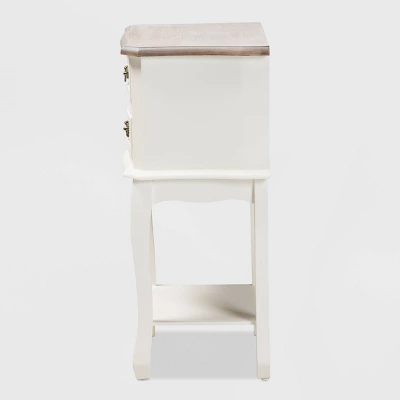 Amalie 2 Drawer Wood Nightstand White/Oak - Baxton Studio 3 Amalie 2 Drawer Wood Nightstand White/Oak - Baxton Studio - Image 3