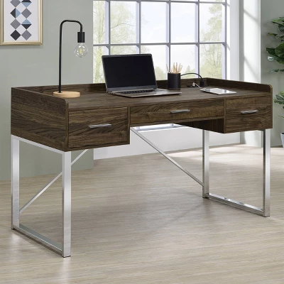 Angelica 3 Drawer Writing Desk Walnut - Coaster 1 Angelica 3 Drawer Writing Desk Walnut - Coaster