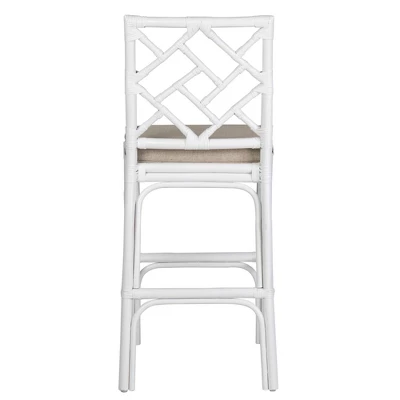 Stacie Rattan Barstool White - East At Main 2 Stacie Rattan Barstool White - East At Main - Image 2