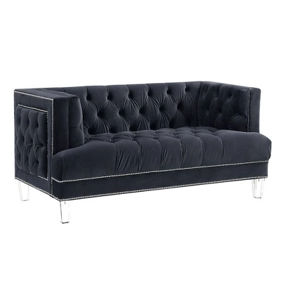 64" Ansario Sofa Charcoal Velvet - Acme Furniture 5 64" Ansario Sofa Charcoal Velvet - Acme Furniture - Image 5