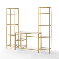 3pc Aimee Desk And Etagere Set Soft Gold - Crosley -Baxton Studio Shop GUEST e246d01a af8e 44eb ac6c 6860703fc30c