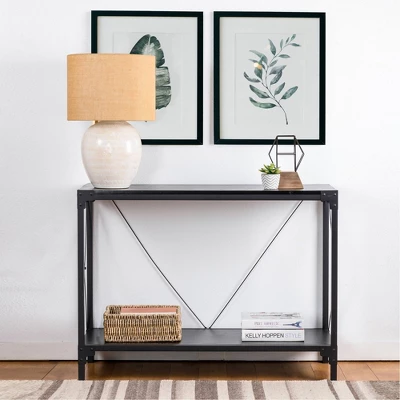 Modern Industry Metal/Wooden Console Table - Glitzhome 1 Modern Industry Metal/Wooden Console Table - Glitzhome