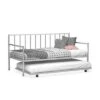 Costway Twin Metal Daybed With Roll Out Trundle Heavy Duty Frame Sofa Bed Set