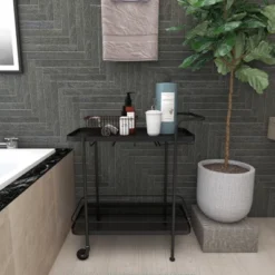 Contemporary Metal Bar Cart Black - Olivia & May 33 Contemporary Metal Bar Cart Black - Olivia & May -Baxton Studio Shop GUEST e31f37b8 9f82 4a0f 950e ddbe11846936