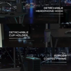 BlackArc Tango Gaming Desk & Chair Set - Reclining Gaming Chair With Slide-Out Footrest & Gaming Desk With Cupholder/Headphone Hook 18 BlackArc Tango Gaming Desk & Chair Set - Reclining Gaming Chair With Slide-Out Footrest & Gaming Desk With Cupholder/Headphone Hook -Baxton Studio Shop GUEST e356fe2f 90f1 4a38 b82b 9542e2a916b4