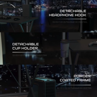 BlackArc Tango Gaming Desk & Chair Set - Reclining Gaming Chair With Slide-Out Footrest & Gaming Desk With Cupholder/Headphone Hook 5 BlackArc Tango Gaming Desk & Chair Set - Reclining Gaming Chair With Slide-Out Footrest & Gaming Desk With Cupholder/Headphone Hook - Image 5