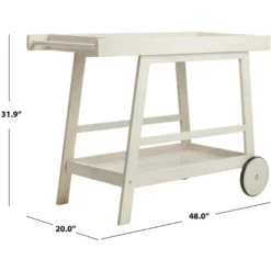 Renzo Indoor/Outdoor Bar Cart - Distressed White - Safavieh -Baxton Studio Shop GUEST e37ae393 07e0 4edf b24d beca2fa2f337