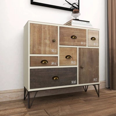 Wood And Metal 7 Drawer Buffet White/Black - Olivia & May 10 Wood And Metal 7 Drawer Buffet White/Black - Olivia & May - Image 10