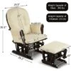 Costway Glider And Ottoman Cushion Set Wood Baby Nursery Rocking Chair