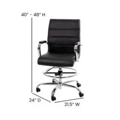 Flash Furniture Mid-Back LeatherSoft Drafting Chair With Adjustable Foot Ring And Chrome Base -Baxton Studio Shop GUEST e40f5012 a45b 4212 919e a2cbeaa5c8e4