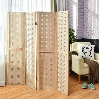 Costway 4-Panel Pegboard Display 5' Tall Folding Privacy Screen Craft Display 9 Costway 4-Panel Pegboard Display 5' Tall Folding Privacy Screen Craft Display - Image 9