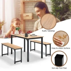 Costway Modern 3 PCS Dining Table Bench Set W/ Metal Frame & Wooden Tabletop 19 Costway Modern 3 PCS Dining Table Bench Set W/ Metal Frame & Wooden Tabletop -Baxton Studio Shop GUEST e45d028f f22a 4152 bffb a2b67110a62d