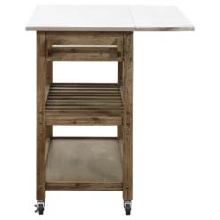 Hadley Kitchen Cart Island With Drop Down Shelf Barnwood - Boraam -Baxton Studio Shop GUEST e4a5a38b a680 4f86 bb7e b0eb7cd47862
