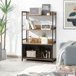 Costway 3-Tier Baker's Rack Industrial Kitchen Microwave Oven Stand W/Storage Cabinet -Baxton Studio Shop GUEST e4d222b2 353b 4a43 9c21 600afccb22e9