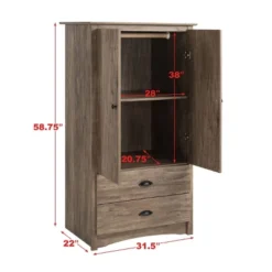 Salt Spring 2 Door Armoire Drifted Gray - Prepac -Baxton Studio Shop GUEST e5040144 e1ed 4557 bd2b bc88ff05cda7
