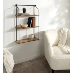 20" X 32" Walters Wood/Metal 3 Tier Shelving Brown - Kate & Laurel All Things Decor 12 20" X 32" Walters Wood/Metal 3 Tier Shelving Brown - Kate & Laurel All Things Decor -Baxton Studio Shop GUEST e5898f38 1997 4f6c b853 62a9a13ddf80