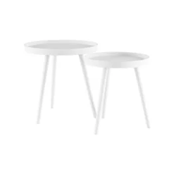 Hastings Home Mid-Century Circular Nesting End Tables With Tray Top - Matte White, Set Of 2 12 Hastings Home Mid-Century Circular Nesting End Tables With Tray Top - Matte White, Set Of 2 -Baxton Studio Shop GUEST e5c8f0ea 5e8e 4b27 8768 24c34e08cdda