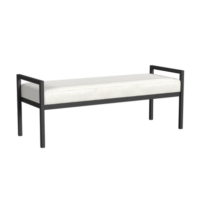 Modern Metal Bench Cream Boucle - HomePop 1 Modern Metal Bench Cream Boucle - HomePop